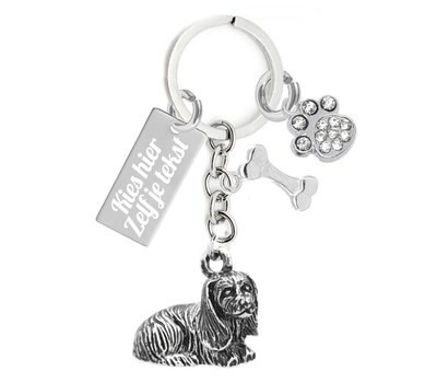 Graveer Sleutelhanger Hondenras basset hound met Hondenpoot en Botje