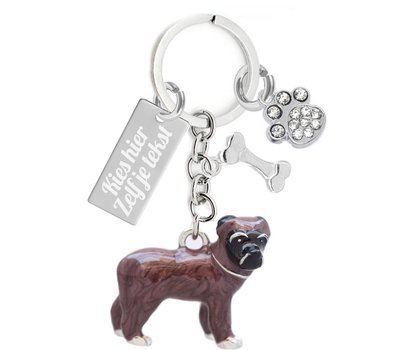 Sleutelhanger Graveren Bruine Terrier Sleutelhanger met naam