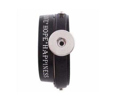 Clicks Sieraden Clicks armband leer zwart love hope happiness 1 click
