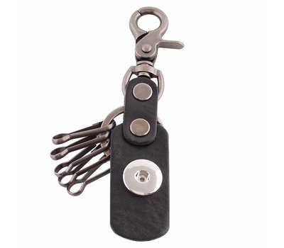 Clicks Sieraden Clicks heren sleutelhanger leer zwart