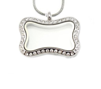 Floating memory lockets Zilveren memory locket hondenbot met crystals inclusief ketting