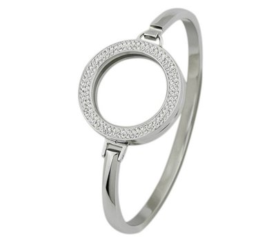 Armband voor munten Armband Zilver smal met strass van Roestvrij Staal