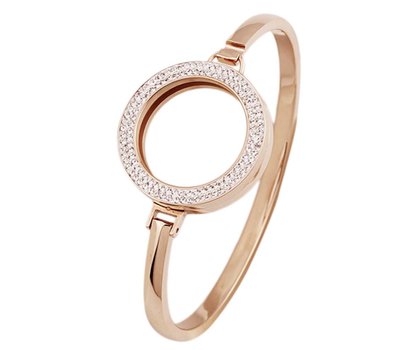Armband voor munten Armband Rose goud smal met strass van Roestvrij Staal