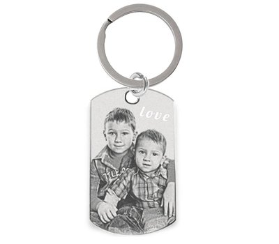 Sleutelhanger met foto Sleutelhanger Graveren Dogtag Zilver met foto en of tekst