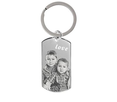 Graveer Sleutelhanger Foto en of tekst graveren op foto hanger medium dogtag zilver sleutelhanger