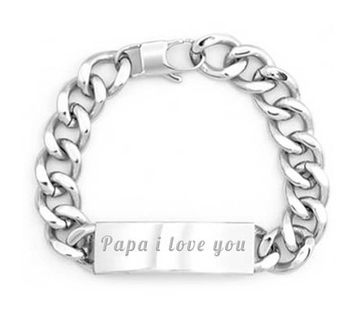 Armband met Naam Plaatarmband graveren large zilver
