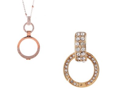 Accessoires Muntketting Spring clasp dangle goud full strass