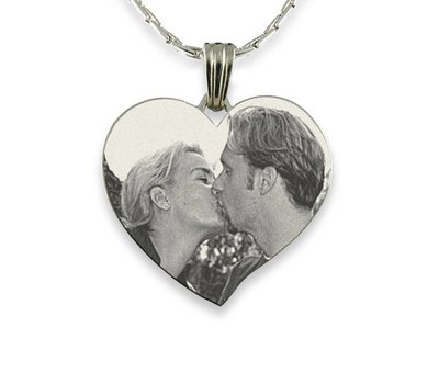 Ketting met foto Ketting Graveren Hanger Hart gebogen zilver