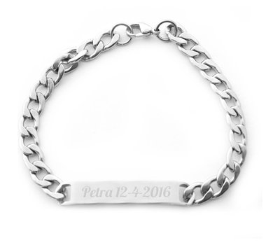 Armband Graveren Tekst graveren op Naam Armband Smal Zilver van Roestvrij staal