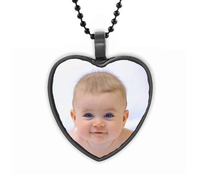 Ketting met foto Ketting met foto hanger hart zwart