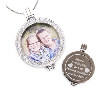 Ketting met foto Muntketting met foto munt zilver strass