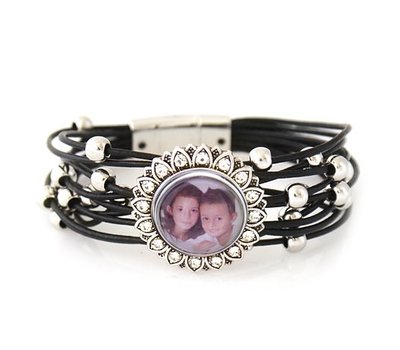 Armband met Foto Armband met Foto Bloem Zwart