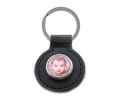 Sleutelhanger met foto Foto Sleutelhanger Rond Zwart