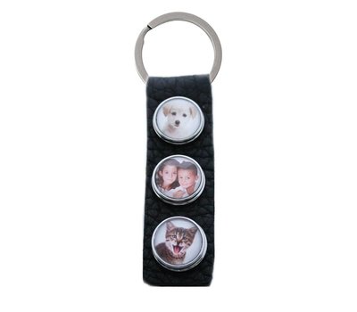Sleutelhanger met foto Foto Sleutelhanger Leer Lang Zwart