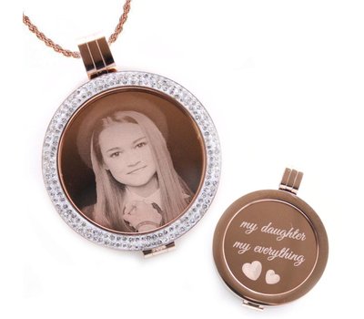 Complete Muntketting Muntketting met graveer munt rose goud met strass