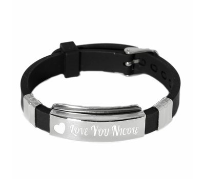 Armband met Naam Heren armband graveren zwart