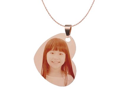 Graveer Ketting Foto en of tekst graveren op foto hanger gekanteld hart rosé goud inclusief ketting
