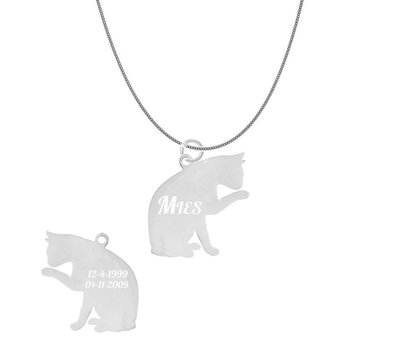 Sieraden met dieren Ketting met hanger Poes Likkend