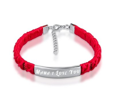 Armband Graveren Tekst graveren op gevlochten Naam Armband rood