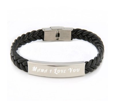 Armband met Naam Leren armband graveren zwart