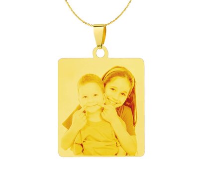 Graveer Ketting Foto en of tekst graveren op foto hanger vierhoek goud inclusief ketting
