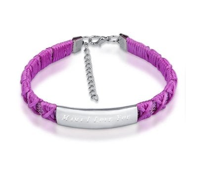 Armband met Naam Armband graveren dames lila