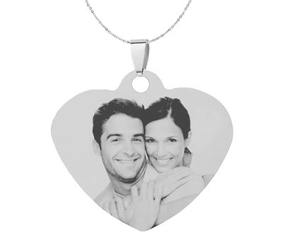 Ketting met foto Ketting Graveren Hanger Hart middel zilver