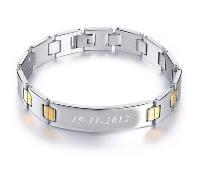 Armband Graveren Tekst graveren op Naam Armband Skyline van Roestvrij staal