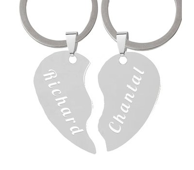 Graveer Sleutelhanger Tekst graveren op hanger gebroken hart Sleutelhanger