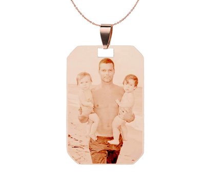 Graveer Ketting Foto en of tekst graveren op foto hanger kleine dogtag rosé goud inclusief ketting