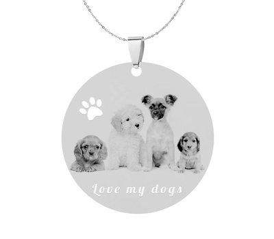 Ketting met foto Ketting Graveren Hanger Rond groot zilver