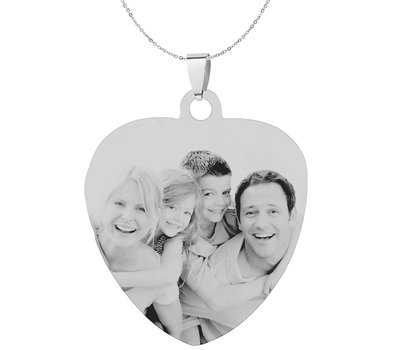 Ketting met foto Ketting Graveren Hanger Hart sweet groot zilver