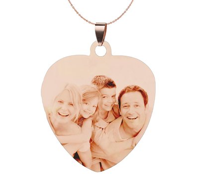Graveer Ketting Foto en of tekst graveren op foto hanger sweet hart groot rosé goud inclusief ketting