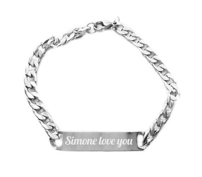 Armband Graveren Tekst graveren op Naam Armband Extra Smal Zilver van Roestvrij staal