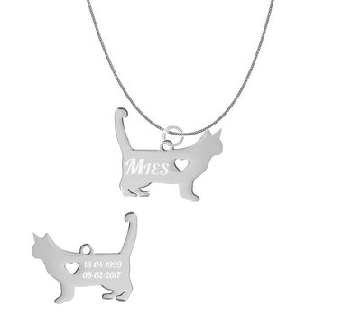 Dieren Sieraden Graveerbare katten ketting kat lopend