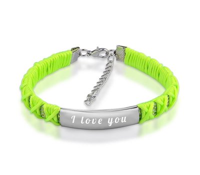 Armband met Naam Armband graveren dames fluo groen