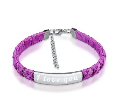 Armband met Naam Armband graveren dames paars