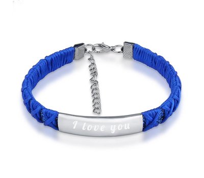 Armband met Naam Armband graveren dames donkerblauw