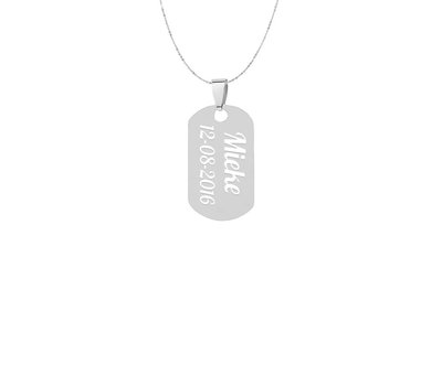 Graveer Sieraad Tekst graveren op mini dogtag zilver inclusief ketting
