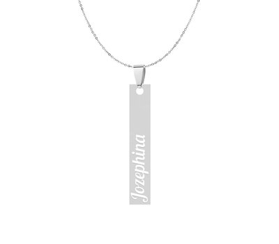 Graveer Sieraad Tekst graveren op bar verticaal zilver inclusief ketting