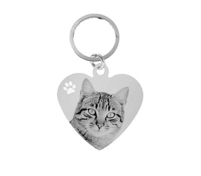 Sleutelhanger met foto Sleutelhanger Graveren Hart Klein Zilver met foto en of tekst