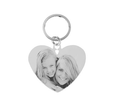 Graveer Sleutelhanger Foto en of Tekst graveren op sleutelhanger Liefdes Hart Zilver