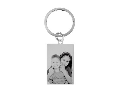 Sleutelhanger met foto Sleutelhanger Graveren Rechthoek Zilver met foto en of tekst
