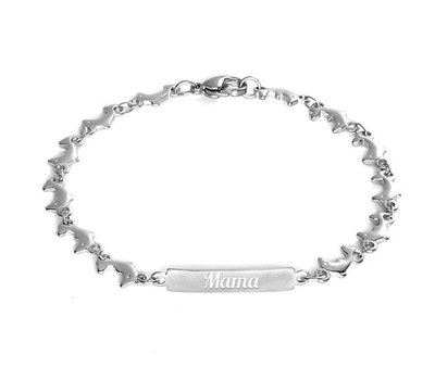 Armband Graveren Tekst graveren op Naam Armband Dolfijn van Roestvrij staal
