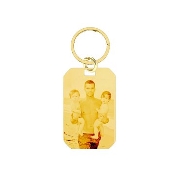 Sleutelhanger met foto Sleutelhanger Graveren Dogtag Klein Goud met foto en of tekst