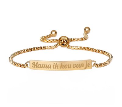 Armband Graveren Tekst graveren op Slide Naam Armband goud van Roestvrij staal.
