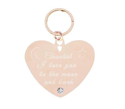 Sleutelhanger Graveren Sleutelhanger Graveren Hart Diamond Rosé Goud met tekst