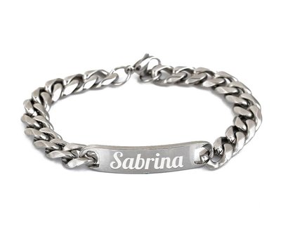 Armband Graveren Tekst graveren op Naam Armband Ben Zilver van Roestvrij staal.