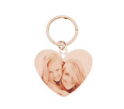 Sleutelhanger met foto Sleutelhanger Graveren Hart Liefde Rosé Goud met foto en of tekst