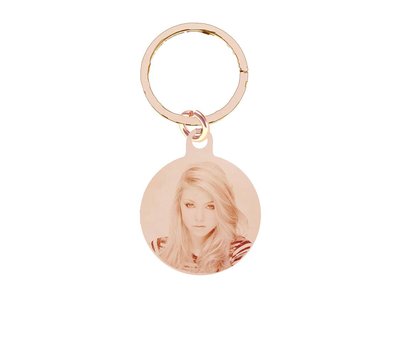 Sleutelhanger met foto Sleutelhanger Graveren Rond Rosé Goud met foto en of tekst